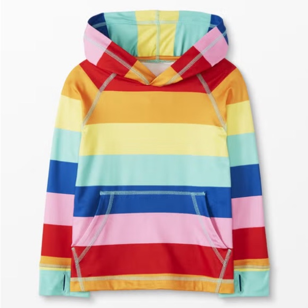 NWOT Hanna Andersson Rainbow Recycled Sunblock UV Hoodie in kids size 10